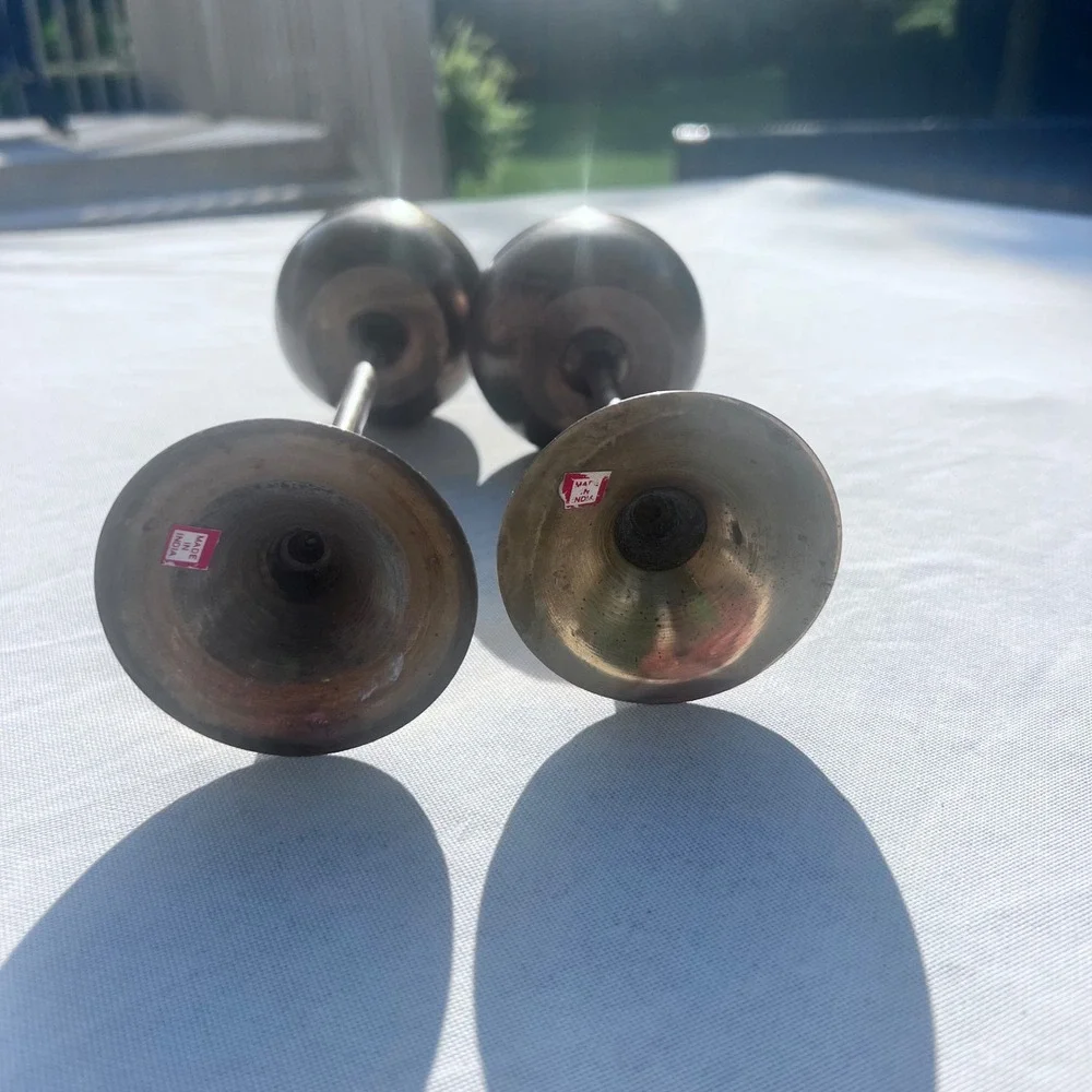 Vintage Pair Solid Brads Candle Holders‎ Made in India